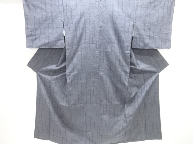 JAPANESE KIMONO / ANTIQUE KIMONO / SILK / TOKAMACHI TSUMUGI / WOVEN ABSTRACT